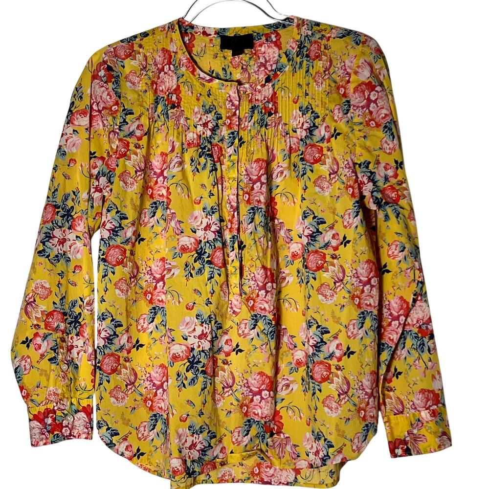 J. Crew Liberty London Classic Poplin Top 8 Magical Bouquet Peasant Cottagecore